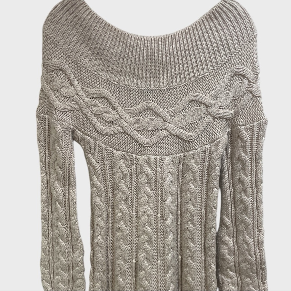 VTG Moda International Victoria Secret Tan Cable Knit Sweater Dress Size Small - Picture 5 of 9